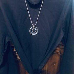 Navy Blue Long Sleeve Mock Turtleneck Top